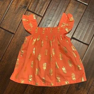 Park Bench Kids Orange w/ Gold Pineapple 2T Dress